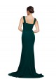 Fitted Square Neck Long Crepe Prom Dress with Train and Side Split for Sale