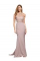 Long Sweetheart Crepe Prom Dress with High Neck Illusion Tulle Details for Sale