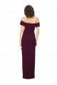 Fitted Full Length Off the Shoulder Crepe Prom Dress with Side Split and Waist Tie for Sale