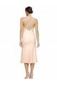 Midi Length V-Neckline Crepe Cocktail Prom Dress / Homecoming Dress with Thin Straps and Fulted Skirt for Sale