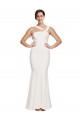 Full Length Square Neck Crepe Prom Dress with Asymmetrical Straps and Bow Back for Sale