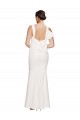 Full Length Square Neck Crepe Prom Dress with Asymmetrical Straps and Bow Back for Sale