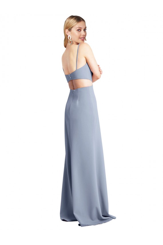 Feminine Scoop Neckline Long Crepe Slip Prom Dress  for Sale