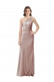 One Shoulder Black-Tie Floor Length Long Stretch Satin Prom Dress for Sale