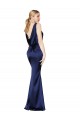 Sheath High Neck Stretch Satin Prom Dress Low Back for Sale