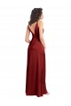 Faux Surplice Neckline Long Slim A-Line Stretch Satin Prom Dress for Sale