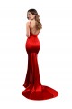 Long Pleated Stretch Satin Prom Dress with High Slit for Sale