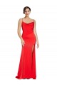 Low Back Cowl Neck Stretch Satin Prom Dress with High Side Slit for Sale