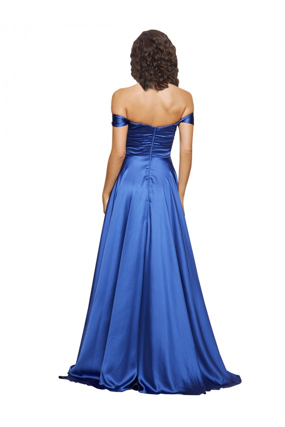Ball Gown Off the Shoulder Sweetheart Stretch Satin Prom Dress for Sale