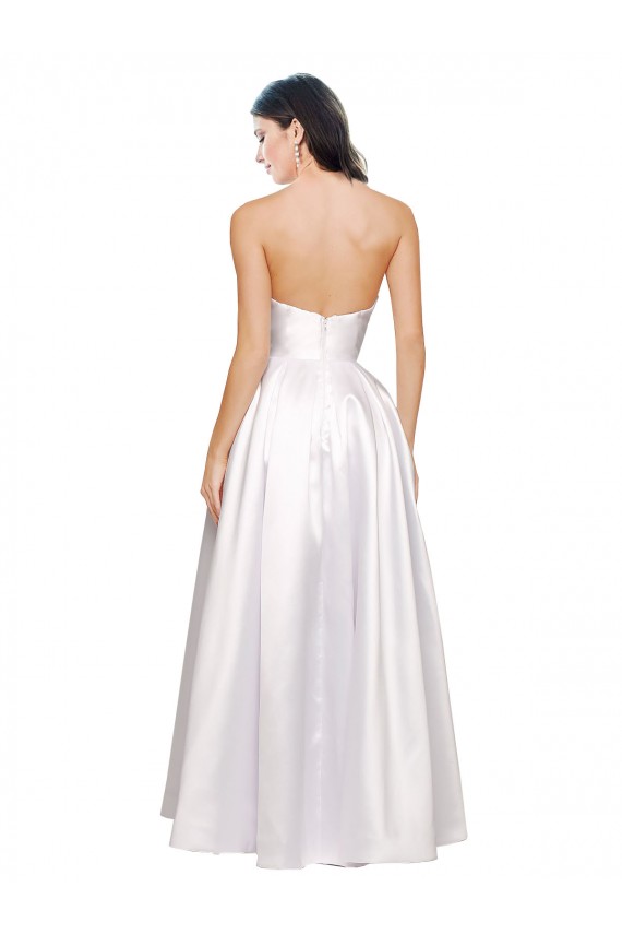 Full Length Strapless V-Cutout Stretch Satin Prom Dress for Sale