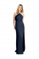 Halter Neckline Long Stretch Satin Prom Dress with Strappy Back and Side Slit for Sale