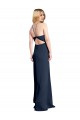 Halter Neckline Long Stretch Satin Prom Dress with Strappy Back and Side Slit for Sale