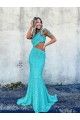 Mermaid One Shoulder Sleeveless Long Sweep Train Velvet Sequin Prom Dress for Sale