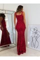 Square Neck Sleeveless Long Velvet Sequin Prom Dress with Slit for Sale