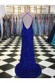 V-Neck Sleeveless Long Velvet Sequin Prom Dress for Sale