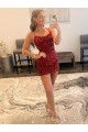 Spaghetti Straps Criss Cross Back Sleeveless Short Velvet Sequin Prom Dress for Sale