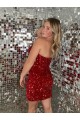 Sweetheart Sleeveless Short Velvet Sequin Prom Dress for Sale