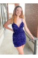 Sleeveless Short Velvet Sequin V-Neck Prom Dress for Sale