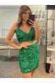 V-Neck Sleeveless Short Velvet Sequin Prom Cocktail Dress for Sale