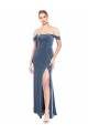 Draped Sleeves Wide Scoop Neck Off the Shoulder Velvet Prom Dress for Sale