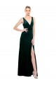 Sleek V-Neck Long Velvet Prom Dress with Side Slit for Sale