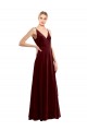 Faux Wrap V-Neck Sleek Long Velvet Prom Dress for Sale