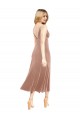 Midi Length Short V-Neck Velvet Cocktail Prom Dress / Homecoming Dress with Notched Neckline for Sale