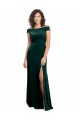 Floor Length Cap Sleeves Long Velvet Prom Dress with High Side Slit for Sale
