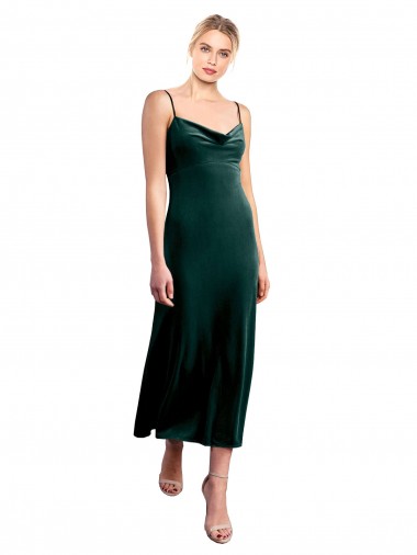 Midi Length Cowl Neck Velvet Slip Cocktail Prom Dress / Homecoming Dress for Sale
