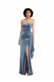 Strapless Velvet Maxi Prom Dress with Draped Skirt for Sale