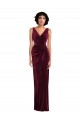 Draped Skirt Faux Wrap Velvet Maxi Prom Dress for Sale
