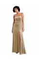 Square Neck Velvet Maxi Prom Dress with Front Slit & Pockets for Sale
