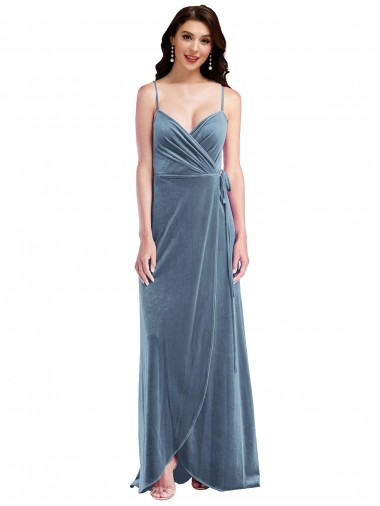 Velvet Wrap Maxi Prom Dress with Pockets for Sale