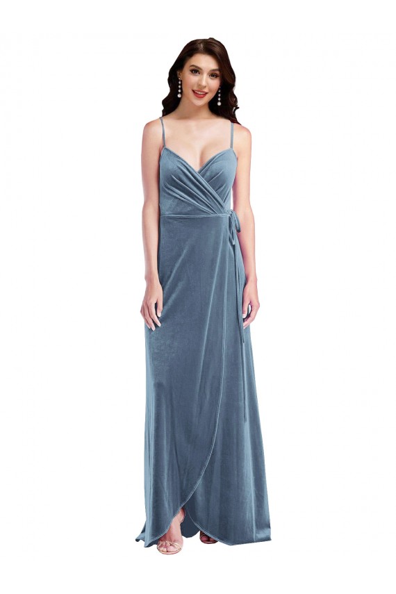Velvet Wrap Maxi Prom Dress with Pockets for Sale