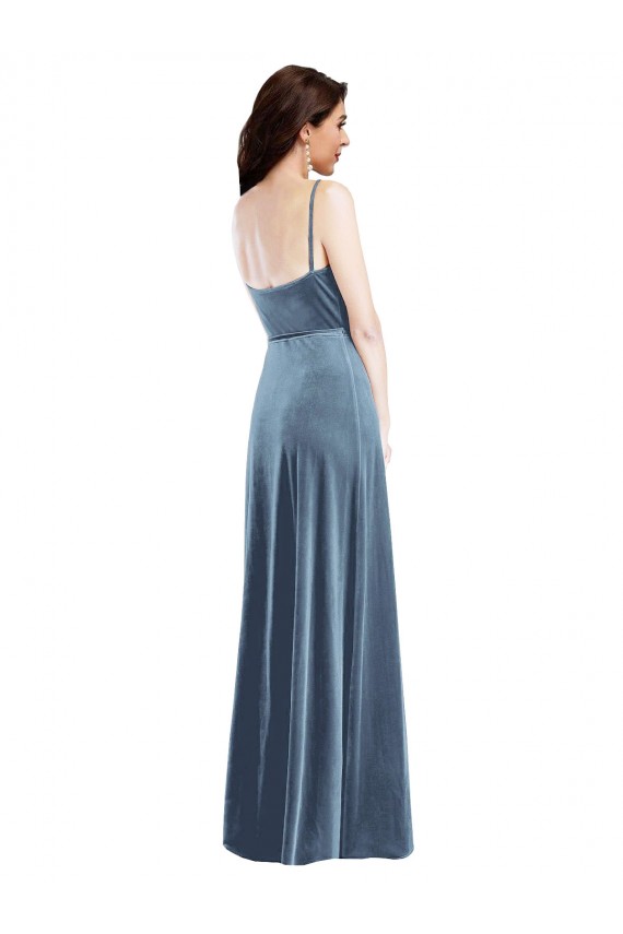 Velvet Wrap Maxi Prom Dress with Pockets for Sale