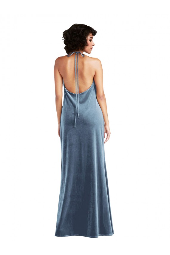 Cowl Neck Velvet Maxi Slip Prom Dress for Sale