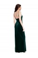 Straight Neckline Spaghetti Straps Long Velvet Prom Dress with High Side Slit for Sale
