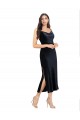 Midi Length Velvet Cocktail Prom Dress / Homecoming Dress with Cowl Neck and Spaghetti Straps for Sale
