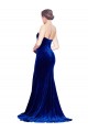 Strapless Ruched Velvet Prom Dress with Sweep Train and Front Slit for Sale