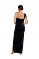 Long Velvet Prom Dress with Side Thigh Split and Shoulder Tie for Sale