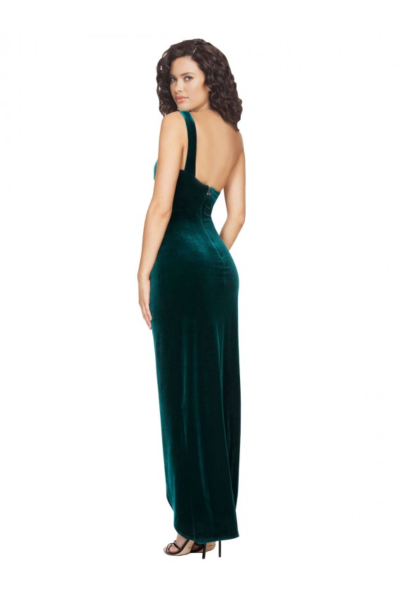 One Shoulder Velvet Front Wrap Prom Dress  for Sale