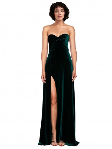 Sweetheart Fluid Velvet Prom Dress with High Split for Sale