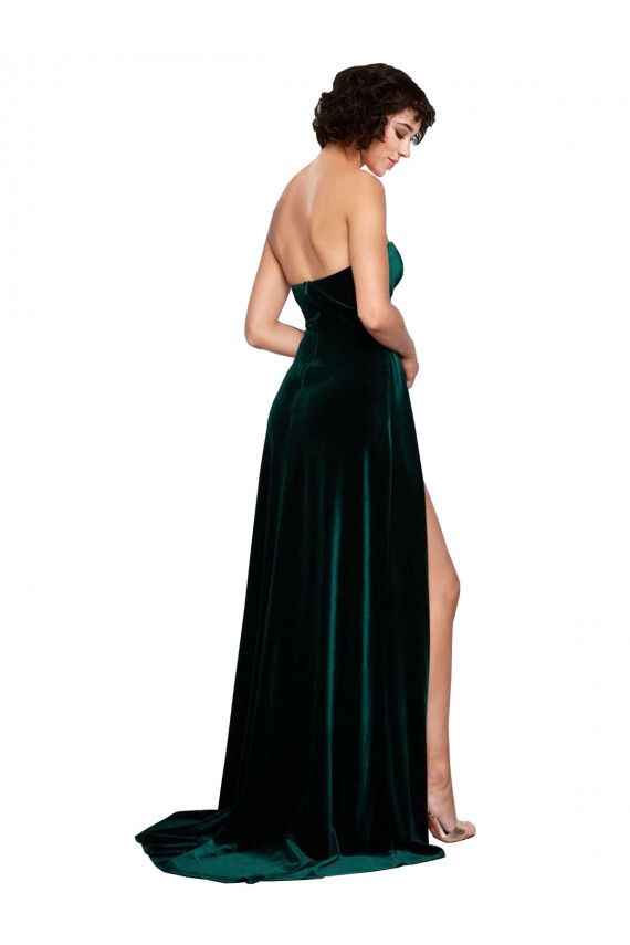 Sweetheart Fluid Velvet Prom Dress with High Split for Sale